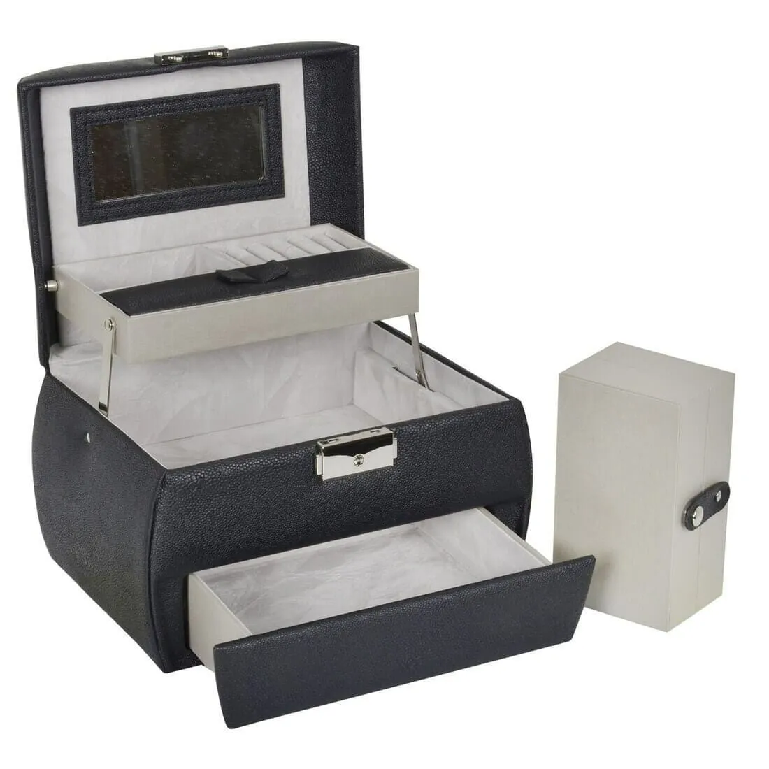 Large Lockable Jewellery Box With Faux Leather Travel Case