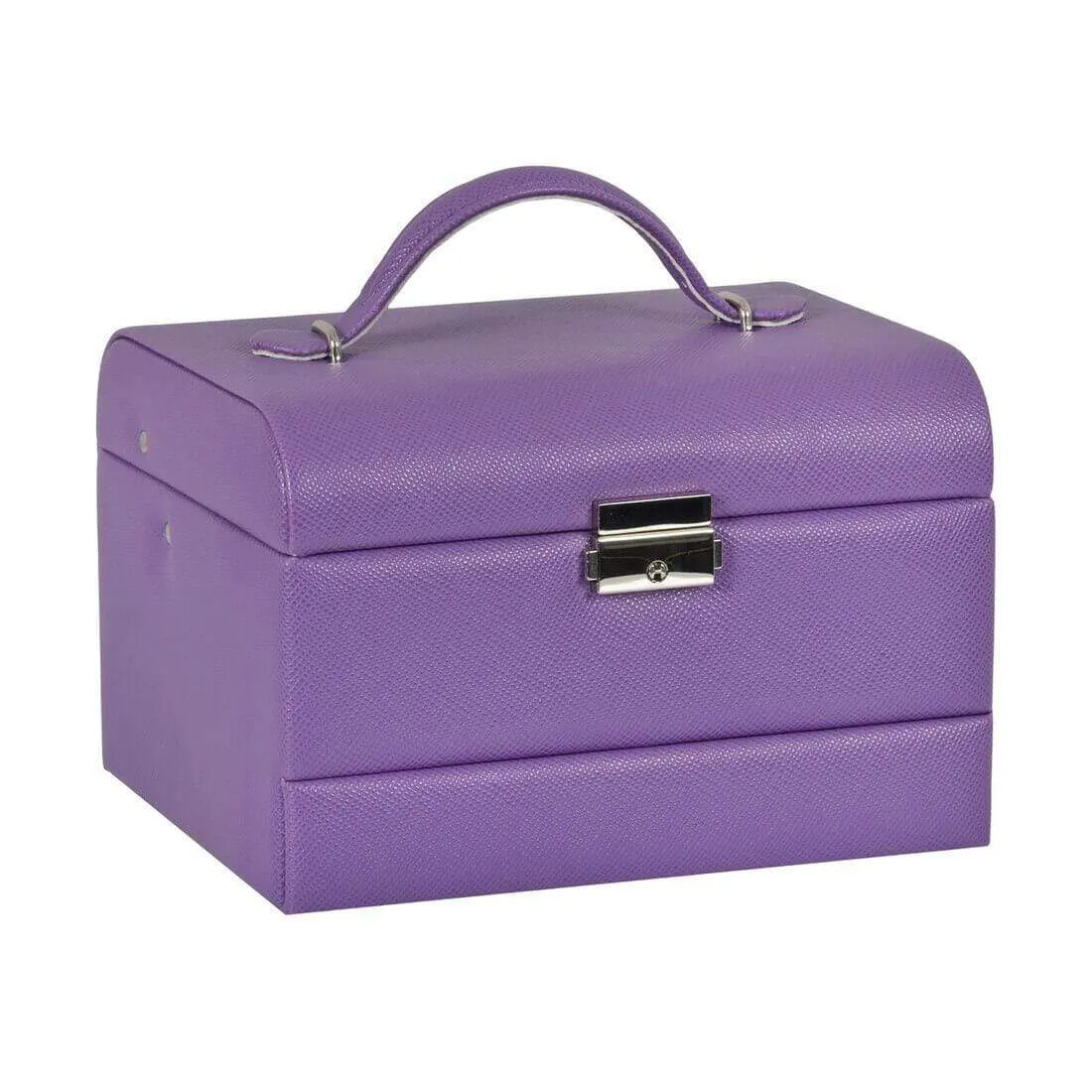 Lockable Faux Leather Jewellery Box With Three Drawers