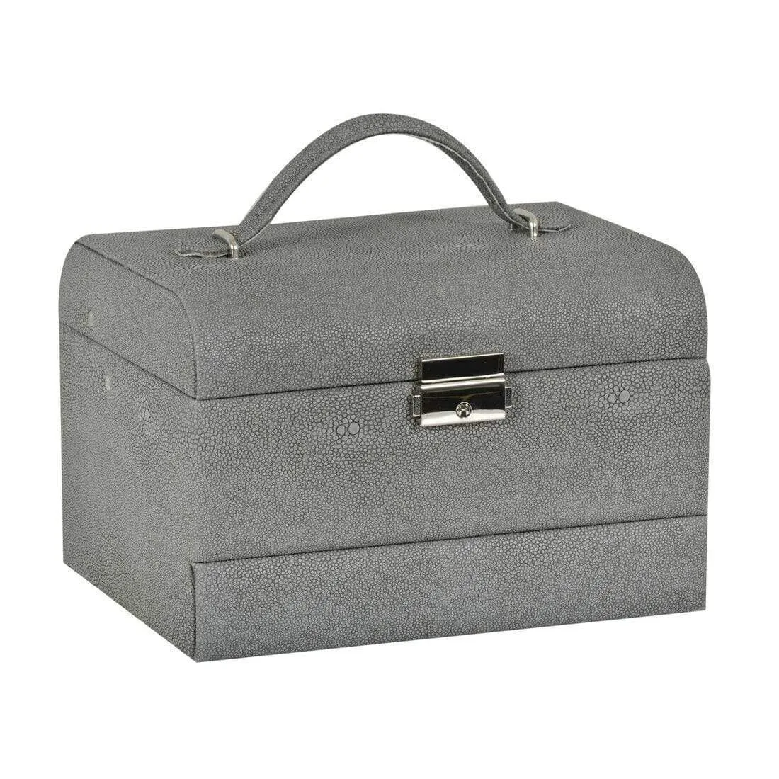 Lockable Faux Leather Jewellery Box With Three Drawers