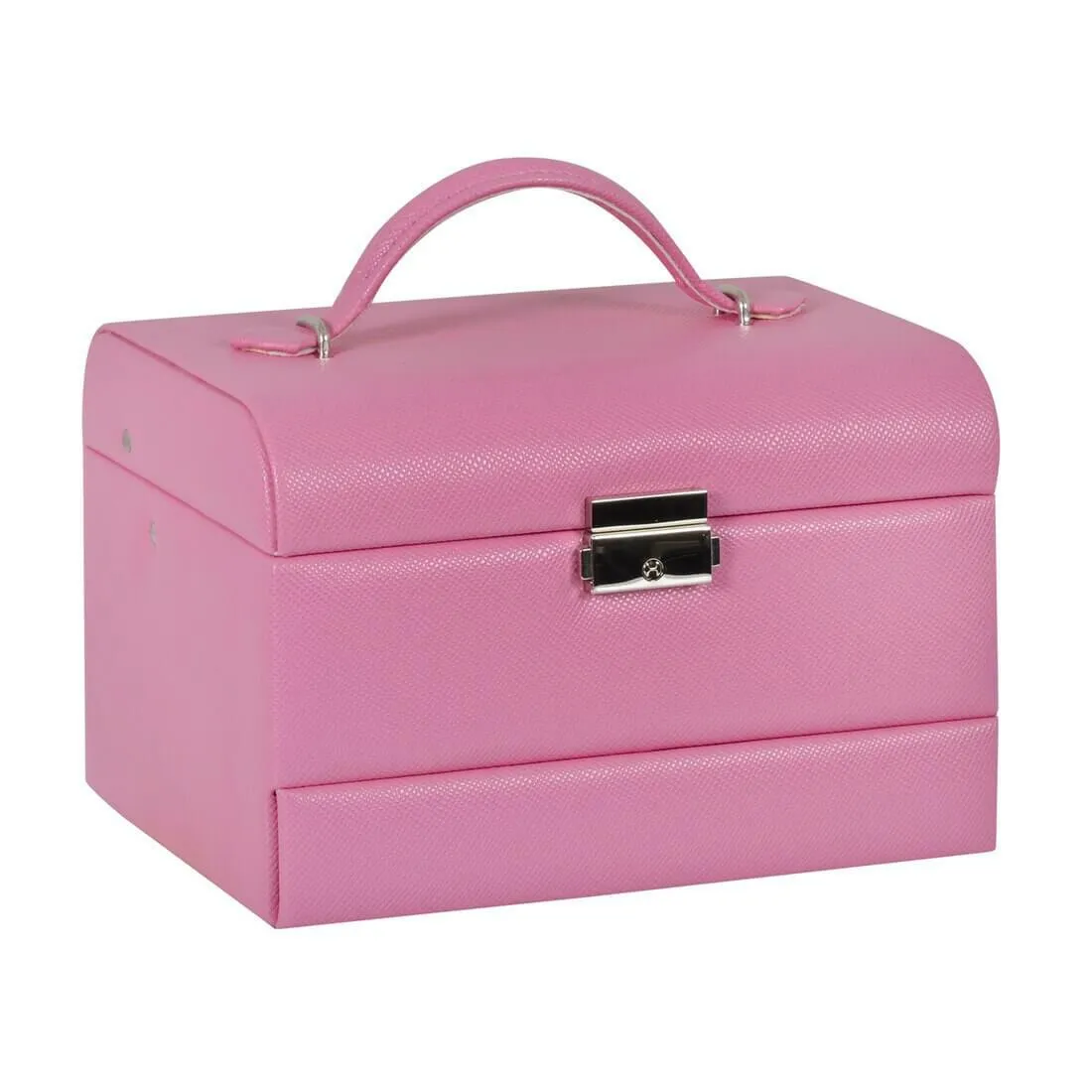 Lockable Faux Leather Jewellery Box With Three Drawers