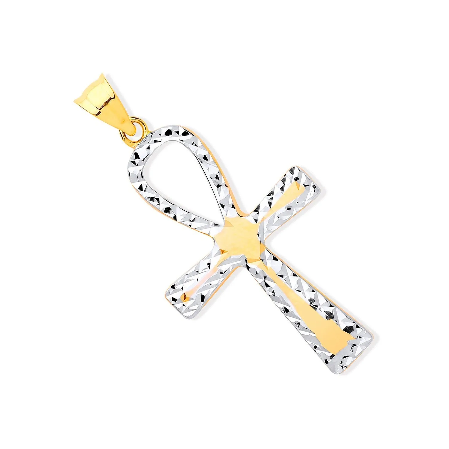 Loop Cross Pendant Necklace in 9ct 2 Tone Gold 1.0g