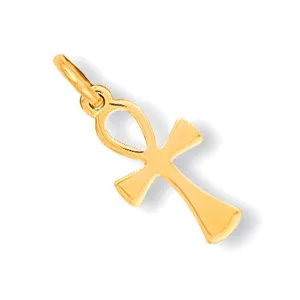 Loop Cross Pendant Necklace in 9ct Yellow Gold 0.8g