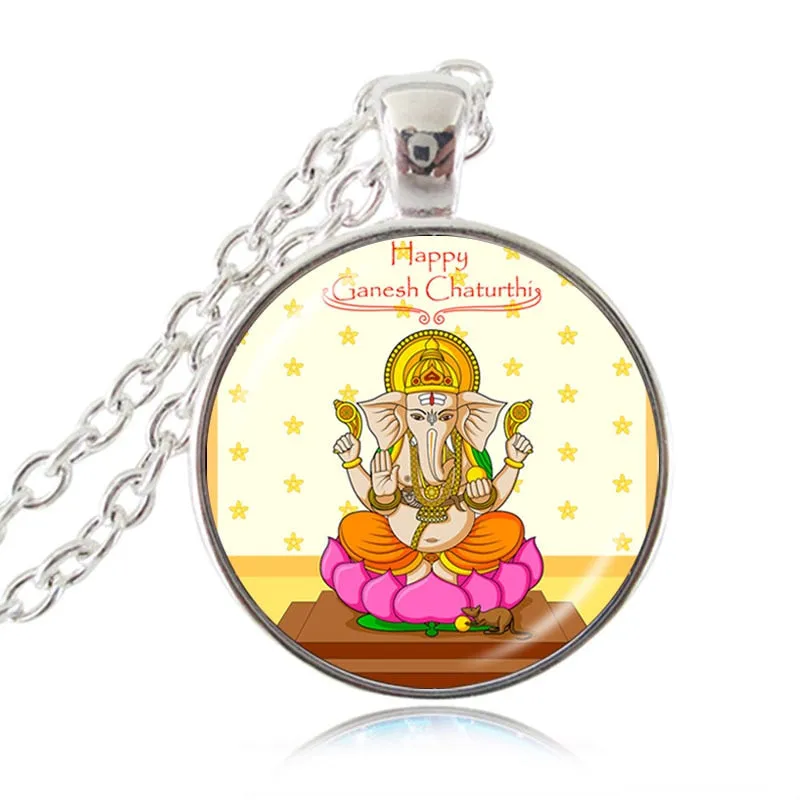 Lord Ganesh Ganesha Necklace God of Fortune Pendant Hindu Elephant Necklace Buddha Meditation Spiritual Jewelry  Necklace