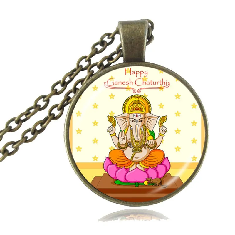 Lord Ganesh Ganesha Necklace God of Fortune Pendant Hindu Elephant Necklace Buddha Meditation Spiritual Jewelry  Necklace