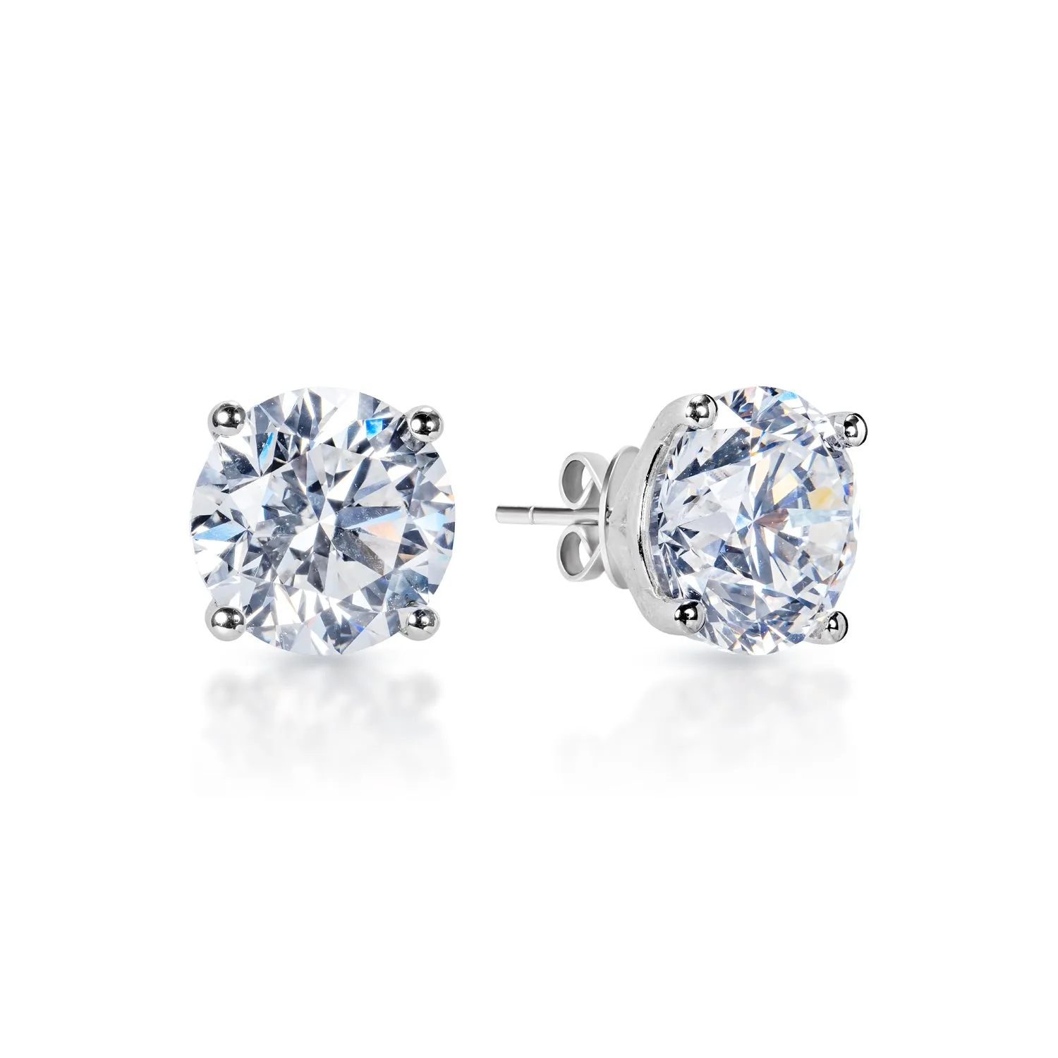 Loren 4 Carat F VS2 Round Brilliant Lab-Grown Diamond Stud Earrings in 14k White Gold