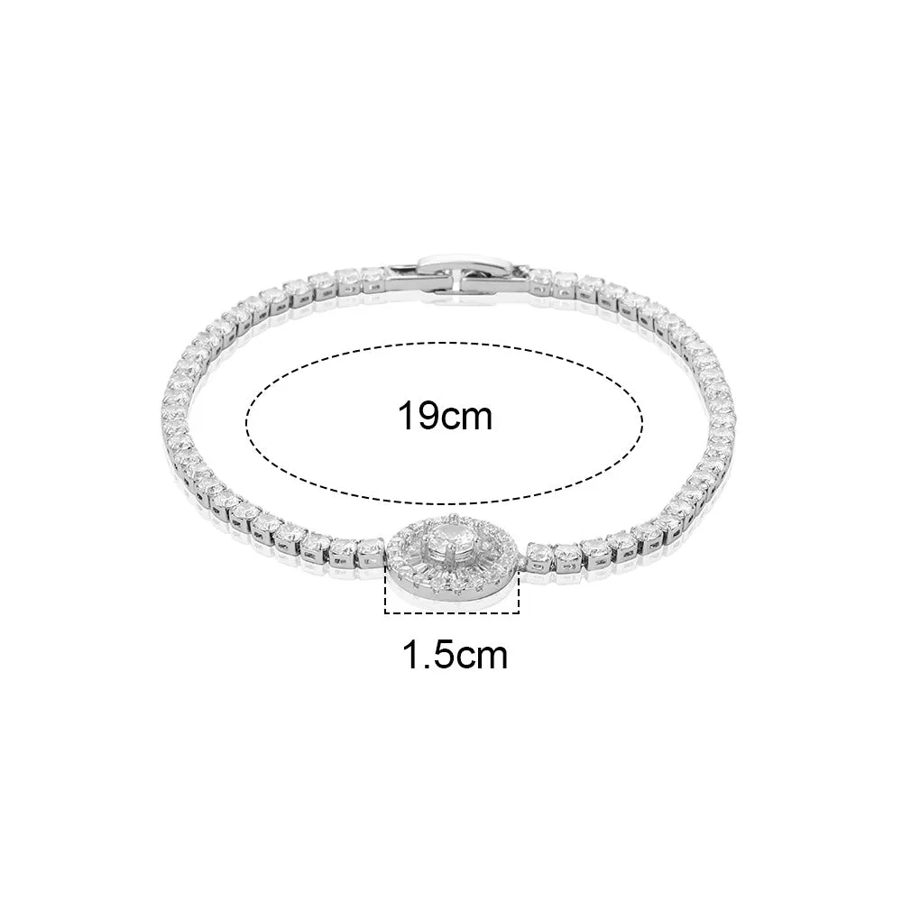 Luxurious Women Round Geometric Gold Plating Diamond Inlay Bracelets