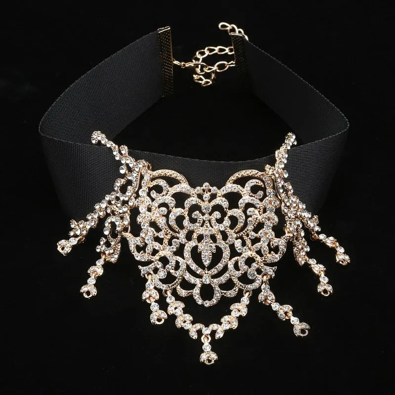 Luxury Rhinestone Choker Crystal Necklace Women gothic choker Maxi statement Necklace 2018 fashion  jewelry Collar Collier femme