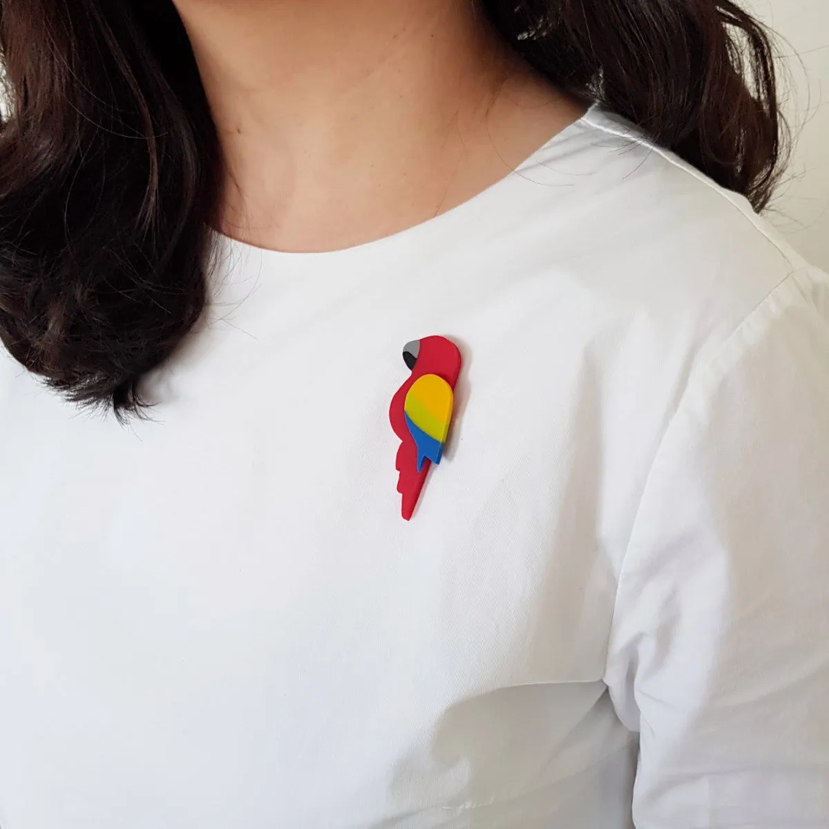 Macaw Scarlet Brooch