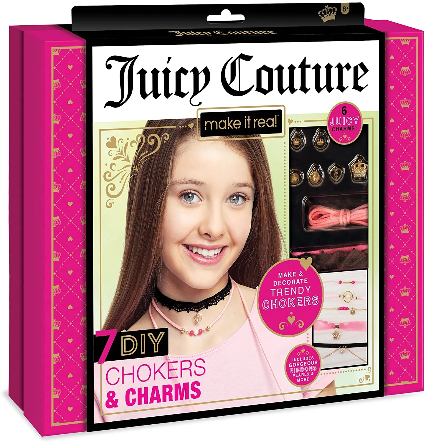 Make It Real – Juicy Couture Chokers & Charms. DIY Choker Jewelry Making Kit for Girls. Design and Create Girls Choker Necklaces with Juicy Couture Charms, Beads, Ribbons, and Chains