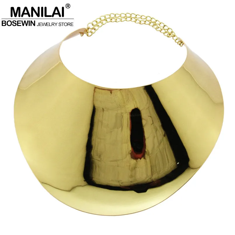 MANILAI Fashion Alloy Big Torques Statement Necklaces For Women Large Collar Choker Necklace Boho Design Steampunk Style Jewelry