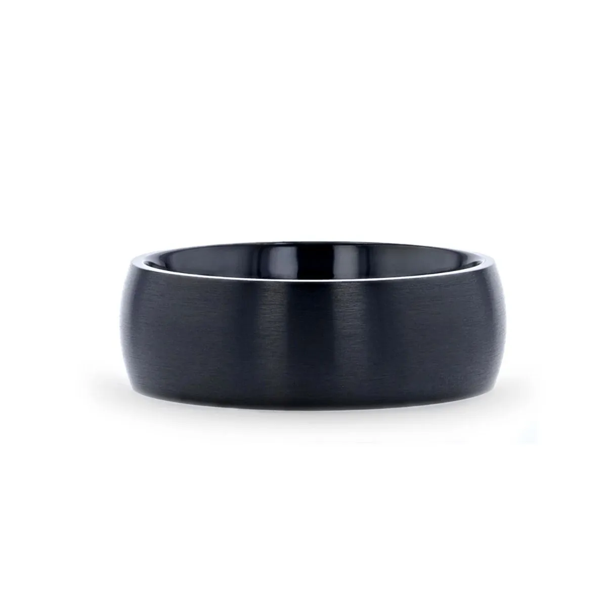 MARAUDER | Black Titanium Ring, Black Brushed Domed