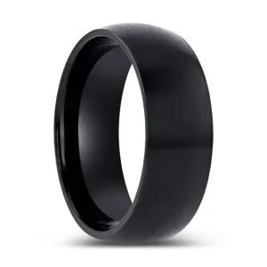 MARAUDER | Black Titanium Ring, Black Brushed Domed