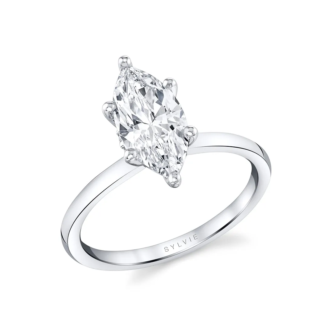 Marquise Cut Solitaire Engagement Ring - Dominique Platinum White