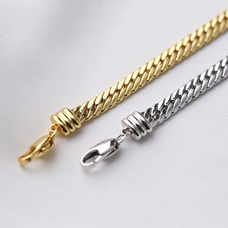 Modern Design Flat Snake Chain Bracelet and Necklace (Purchase Individually)