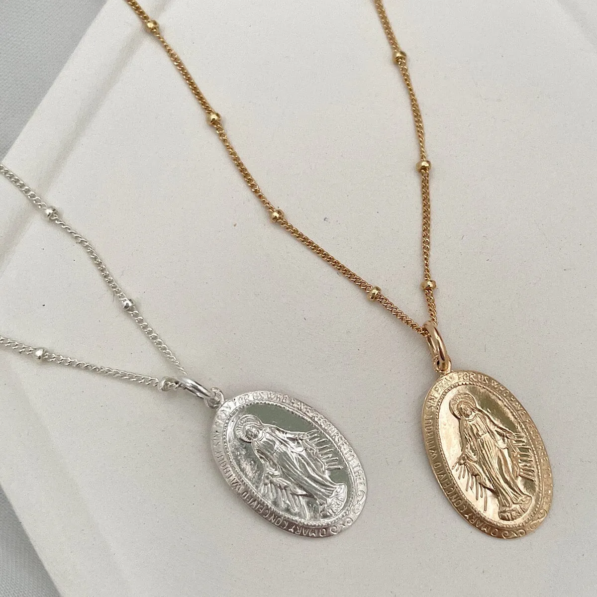 Mother Mary Miraculous Medal Necklace