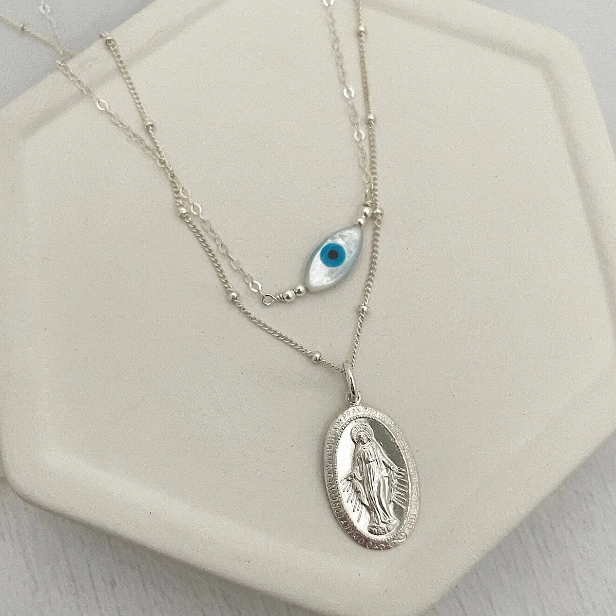 Mother Mary Miraculous Medal Necklace