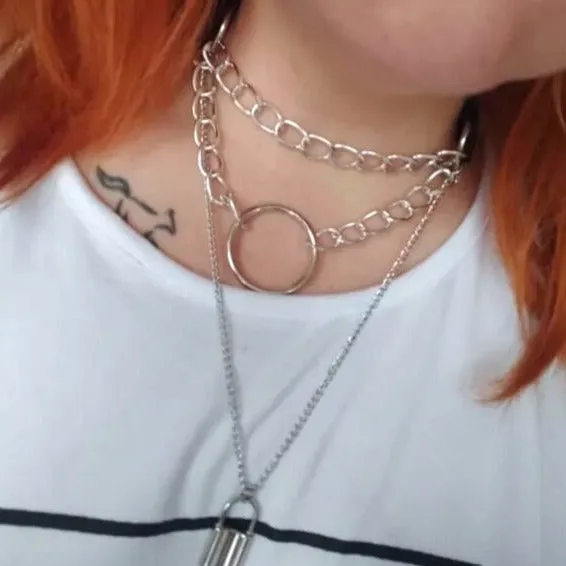 Multi Layered Lock Me Up Choker Necklace