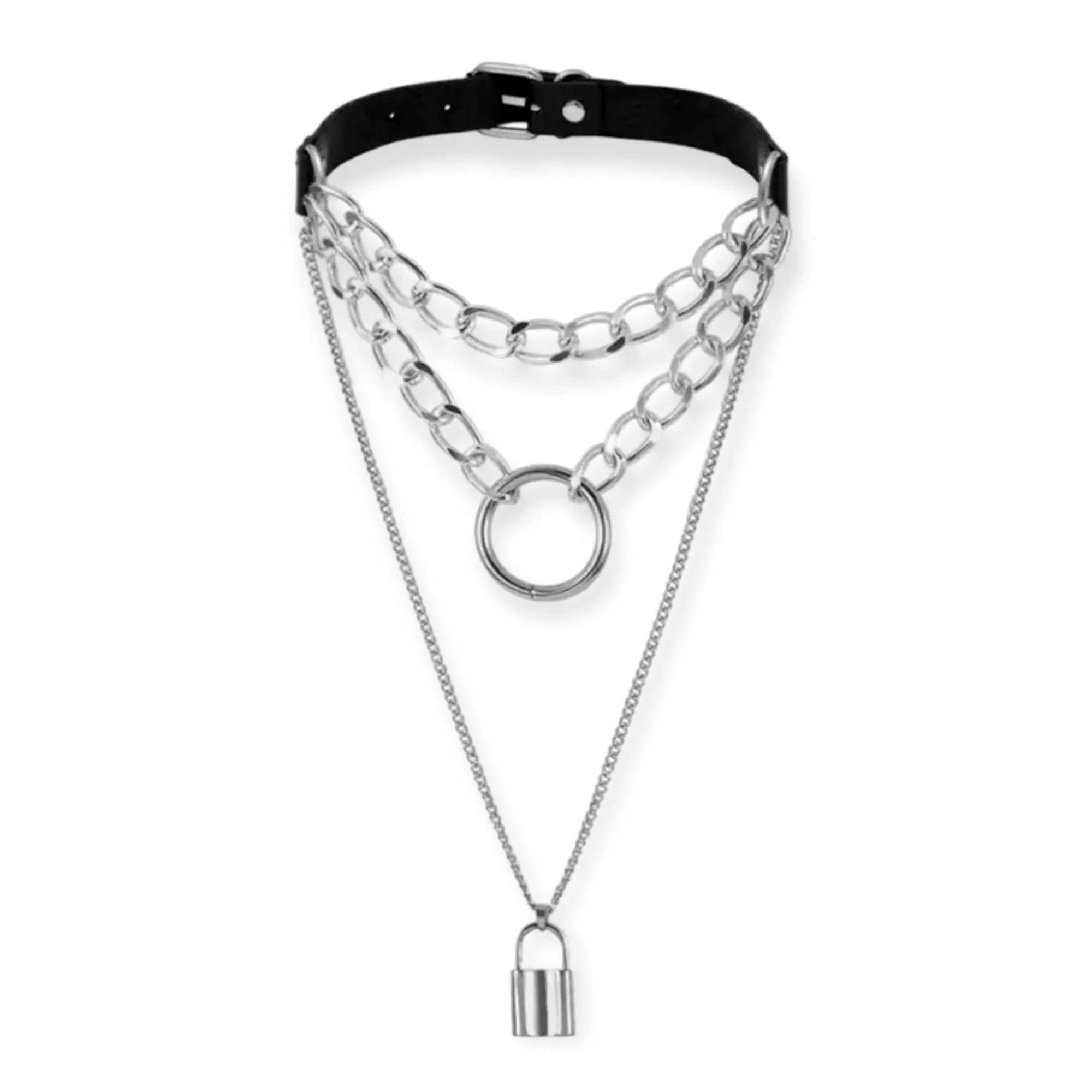 Multi Layered Lock Me Up Choker Necklace