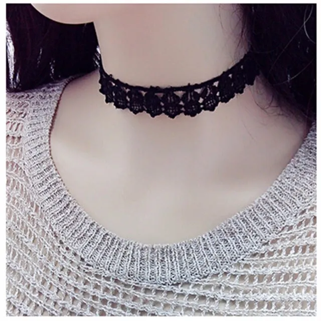 New Fashion Punk Gothic Girl Black Velvet Lace Harajuku Chokers Necklace Torques For Women Tattoo Clavicle Collares Jewelry Gift