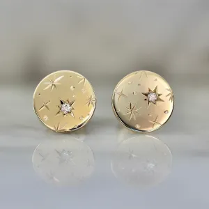 Orion Star Engraved Diamond Earrings