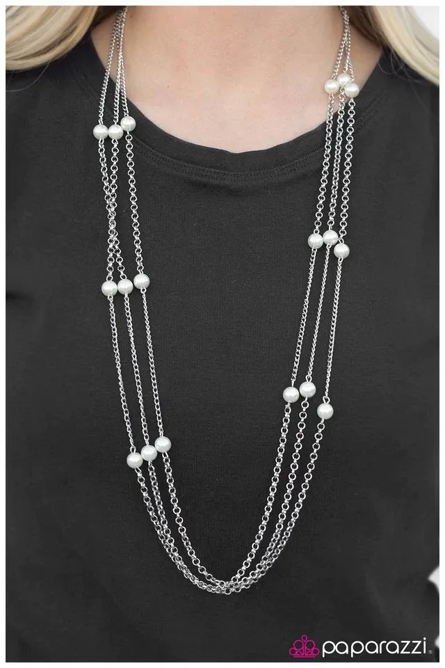 Paparazzi Necklace ~ Carry On - White