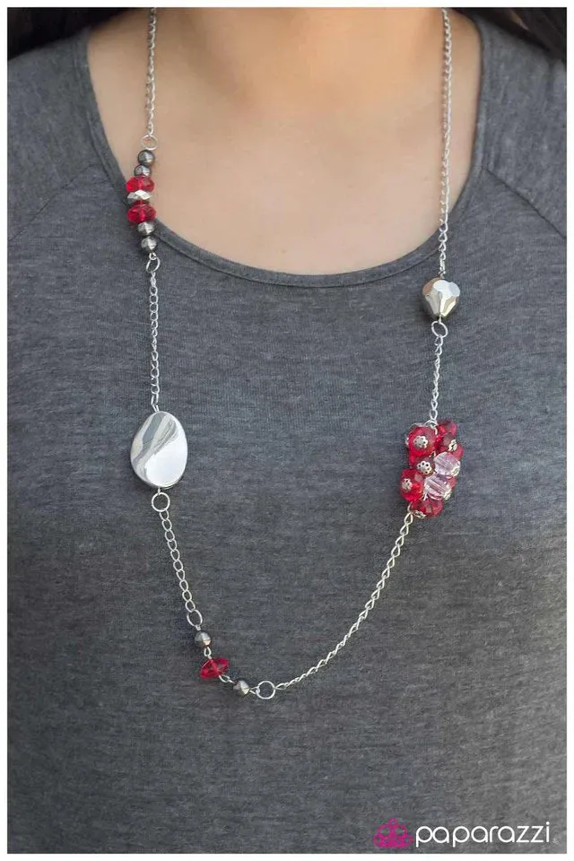 Paparazzi Necklace ~ Otherwise Engaged - Red