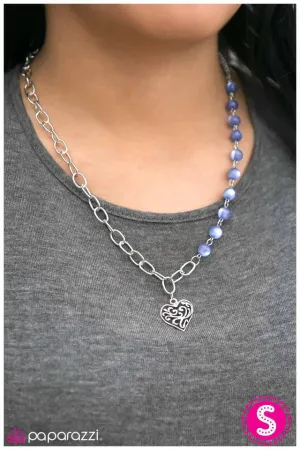 Paparazzi Necklace ~ This May HEART A Little - Blue