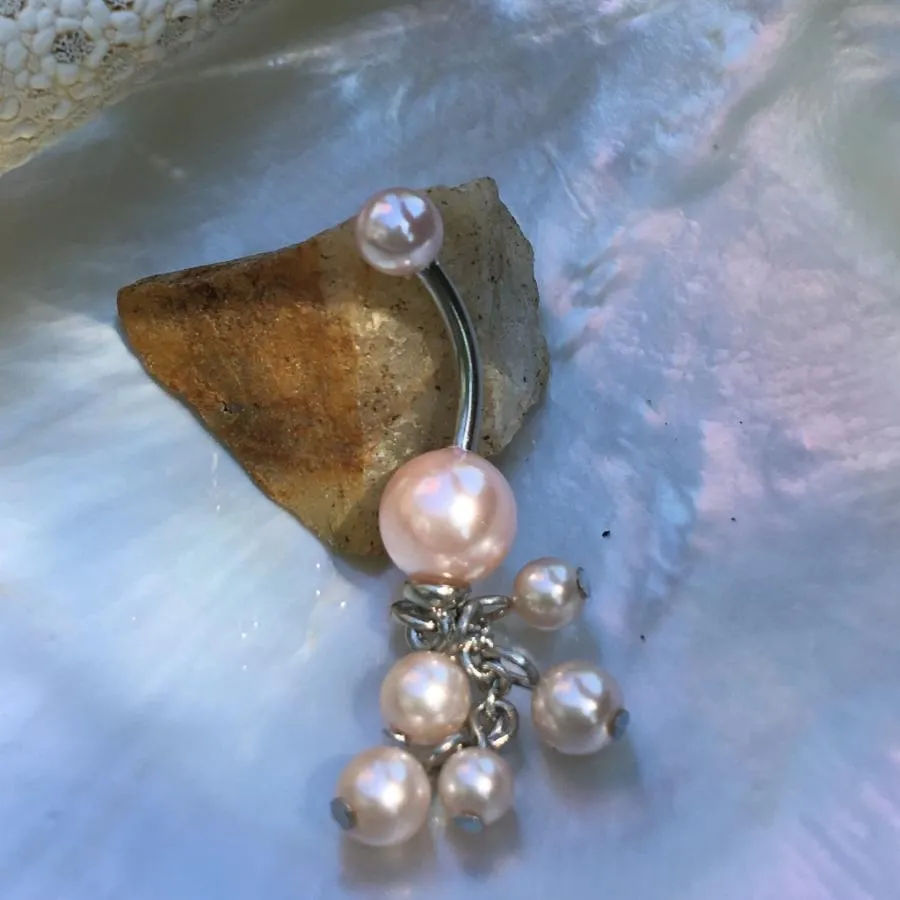 Pearl Acrylic Dangle Belly Rings