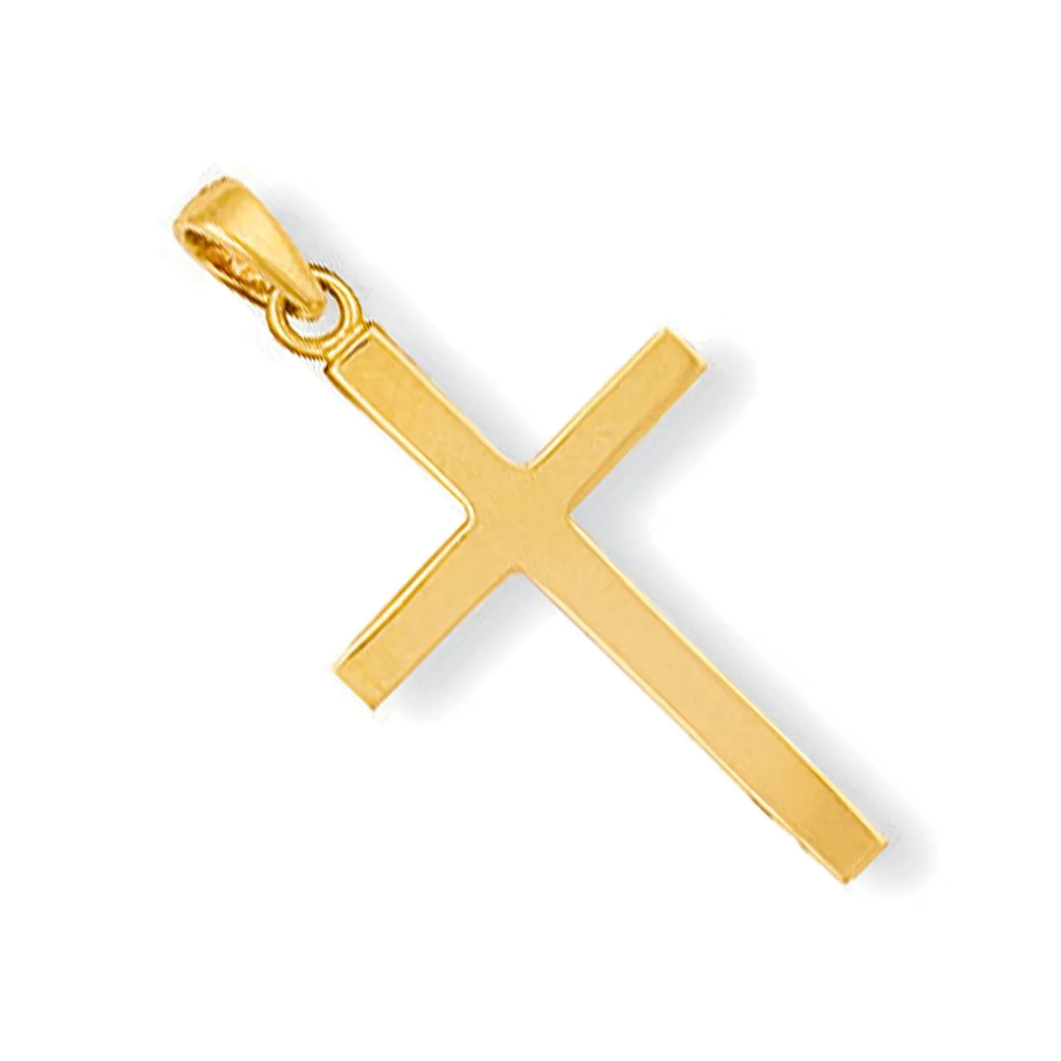 Polished Solid Cross Pendant Necklace in 9ct Yellow Gold 1.6g