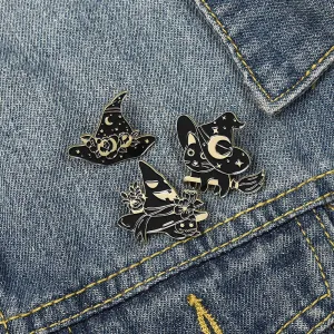 Punk Black Magic Cat Brooch