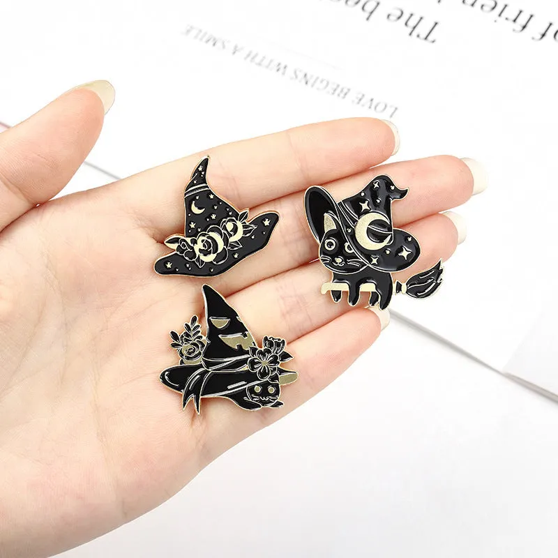 Punk Black Magic Cat Brooch