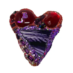 PURPLE/RED HEART BROOCH