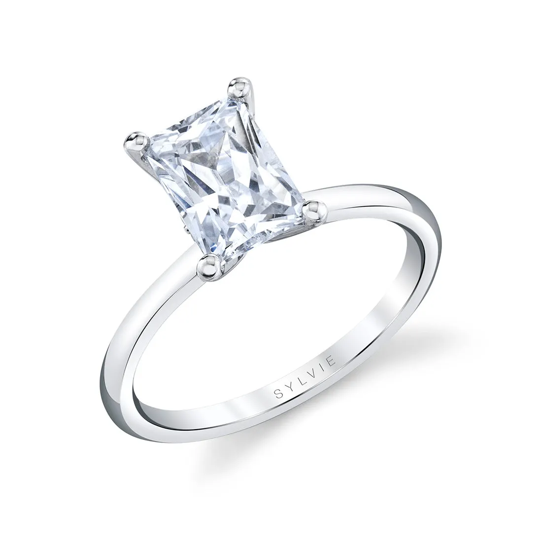 Radiant Cut Solitaire Engagement Ring - Dominique Platinum White