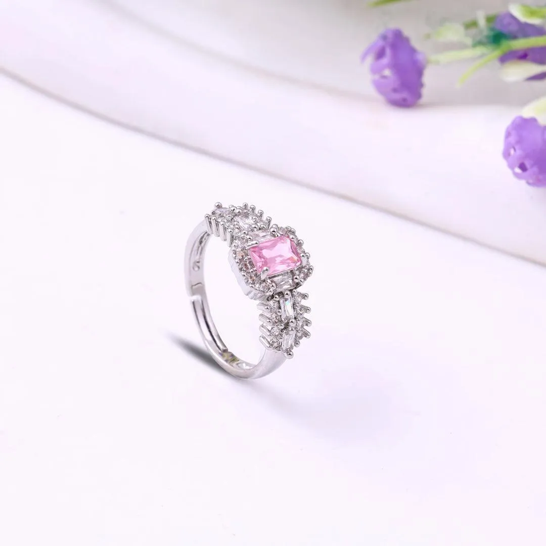 Rectangular diamond frame stone ring