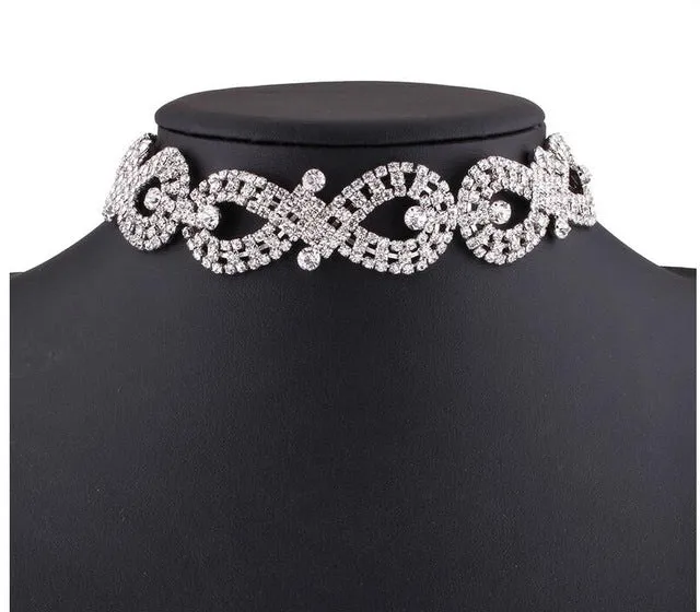 Rhinestone choker Necklace flower Statement Necklace 2017 Luxury Choker Necklace Women fashion jewelry