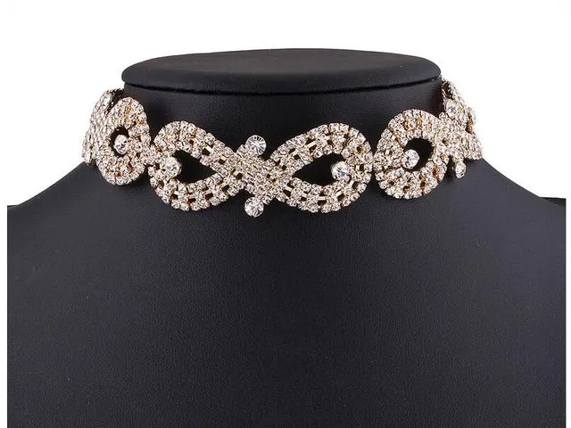 Rhinestone choker Necklace flower Statement Necklace 2017 Luxury Choker Necklace Women fashion jewelry