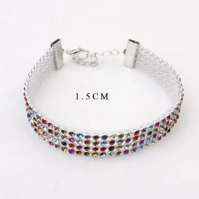 Rhinestone Choker Necklace  Women Crystal Choker Statement choker collar fashion jewellery Wedding Accessories 1.5CM width