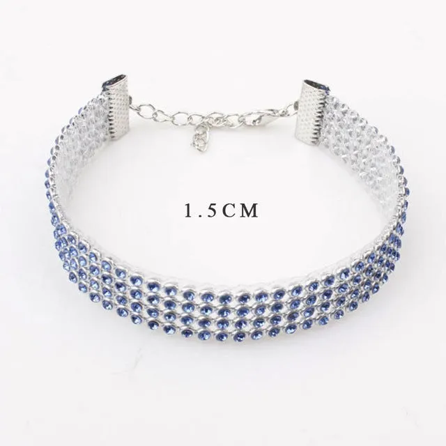 Rhinestone Choker Necklace  Women Crystal Choker Statement choker collar fashion jewellery Wedding Accessories 1.5CM width