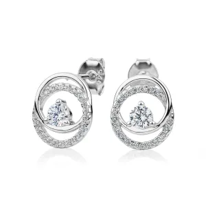 Round Brilliant diamond simulant fancy earrings in sterling silver