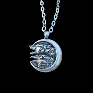 Sanlan Odin Wolf And Raven Winged Pendant Necklace Animal Moon Necklaces Male Jewelry Gifts Choker 1pcs