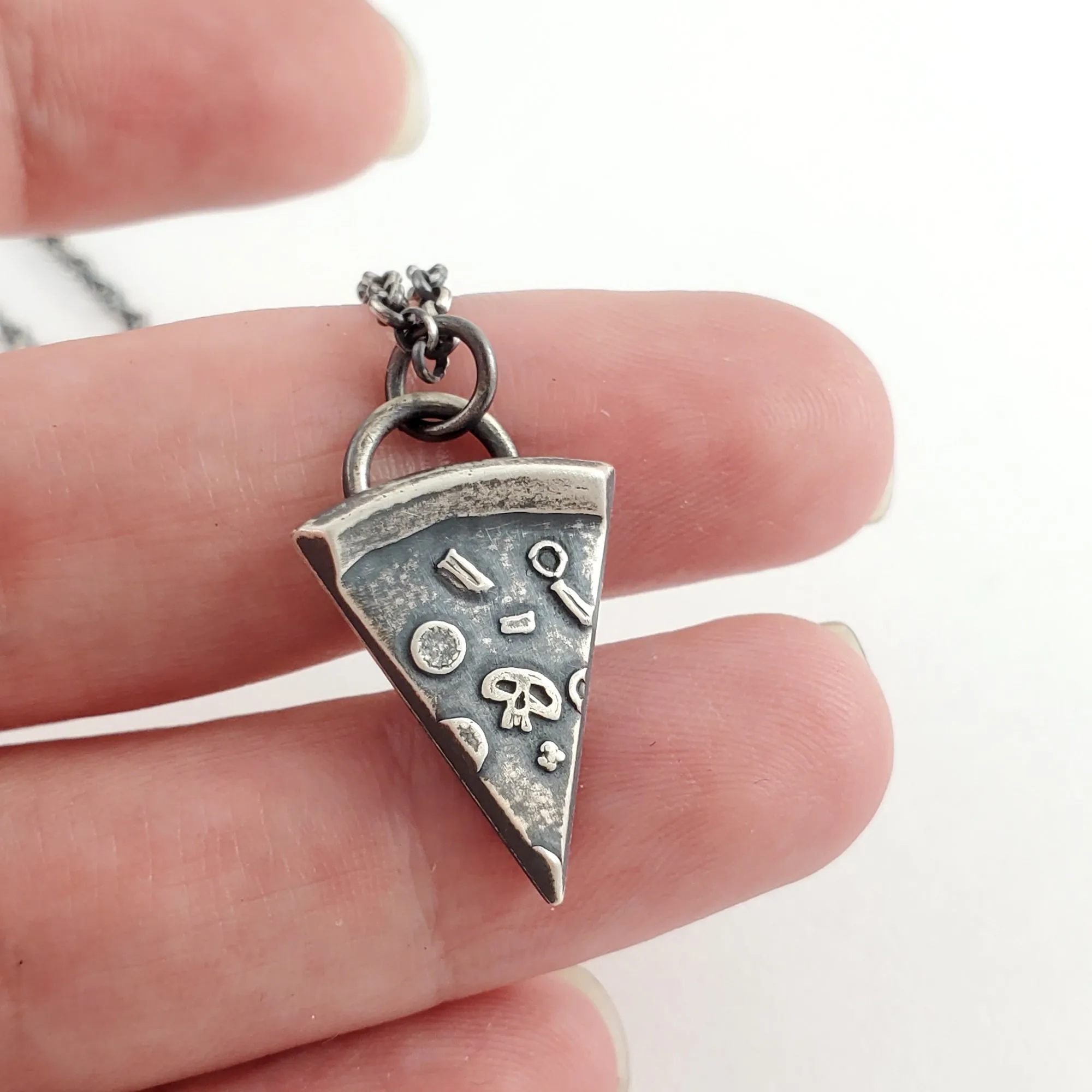 Silver Pizza Slice Coin Necklace