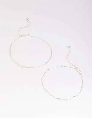 Silver Plated Brass  Cubic Zirconia Ball Anklet