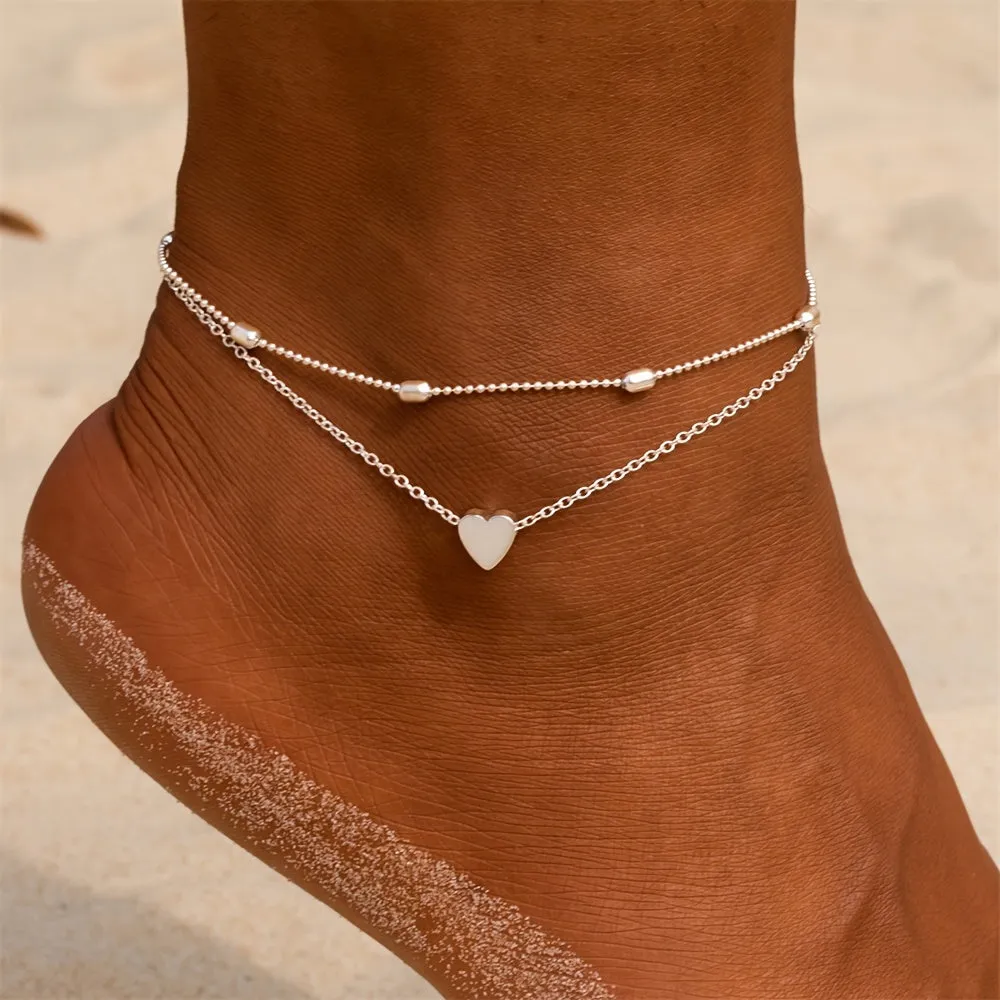 Stackable Anklet Set Dainty Foot Jewelry for Summer Beach