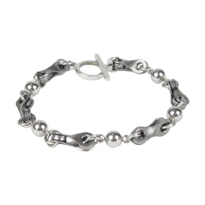 Stainless Steel Twisted Link & Ball Bracelet - Wholesale