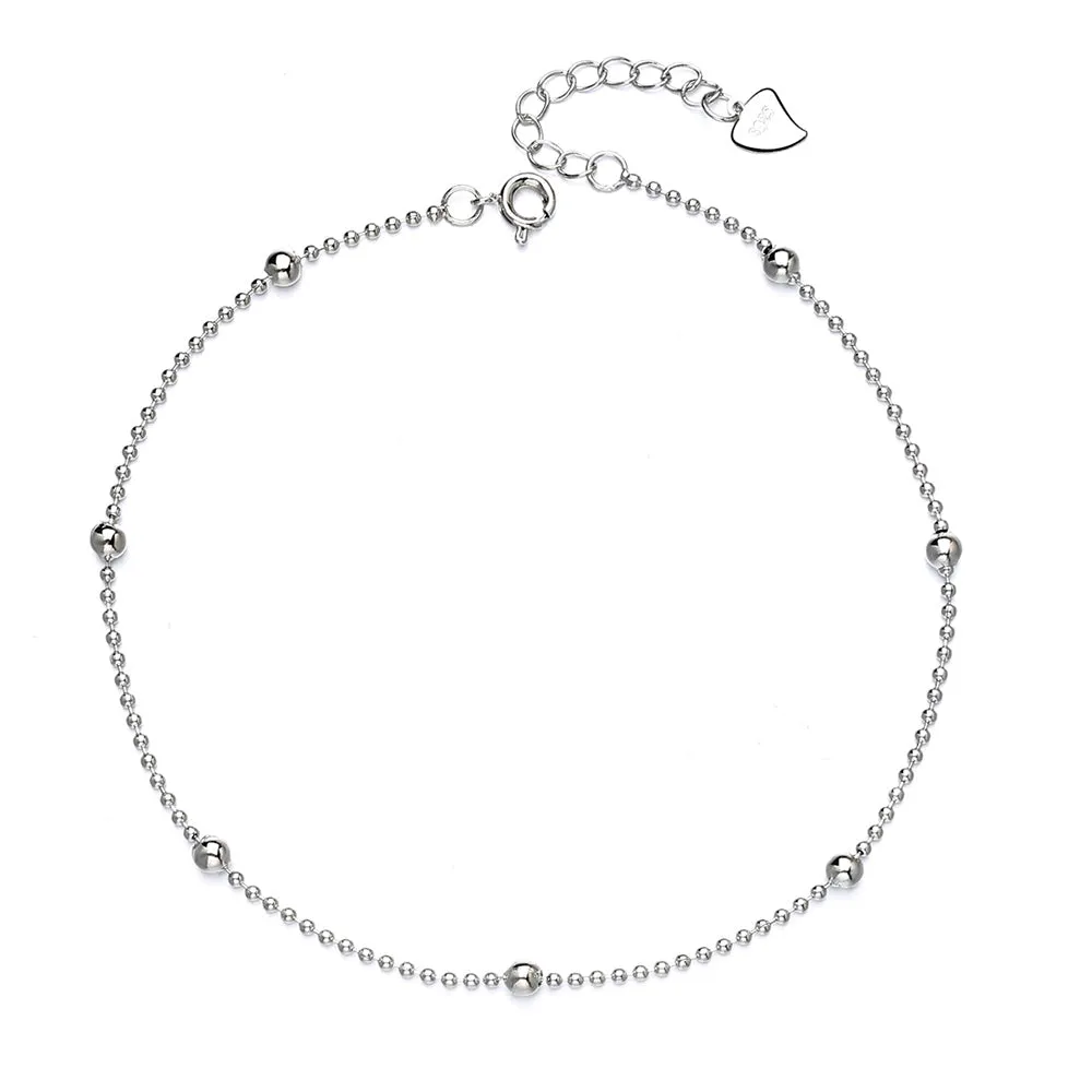 Sterling Silver Bead Anklet