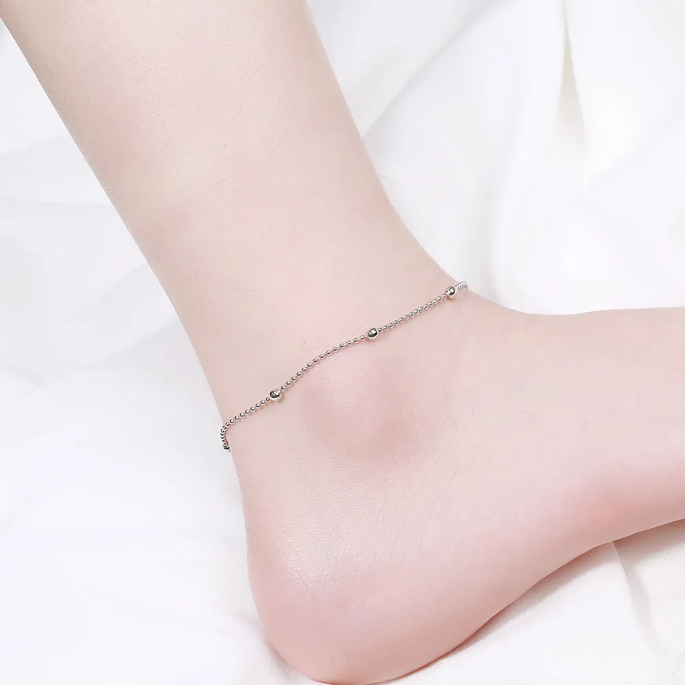 Sterling Silver Bead Anklet