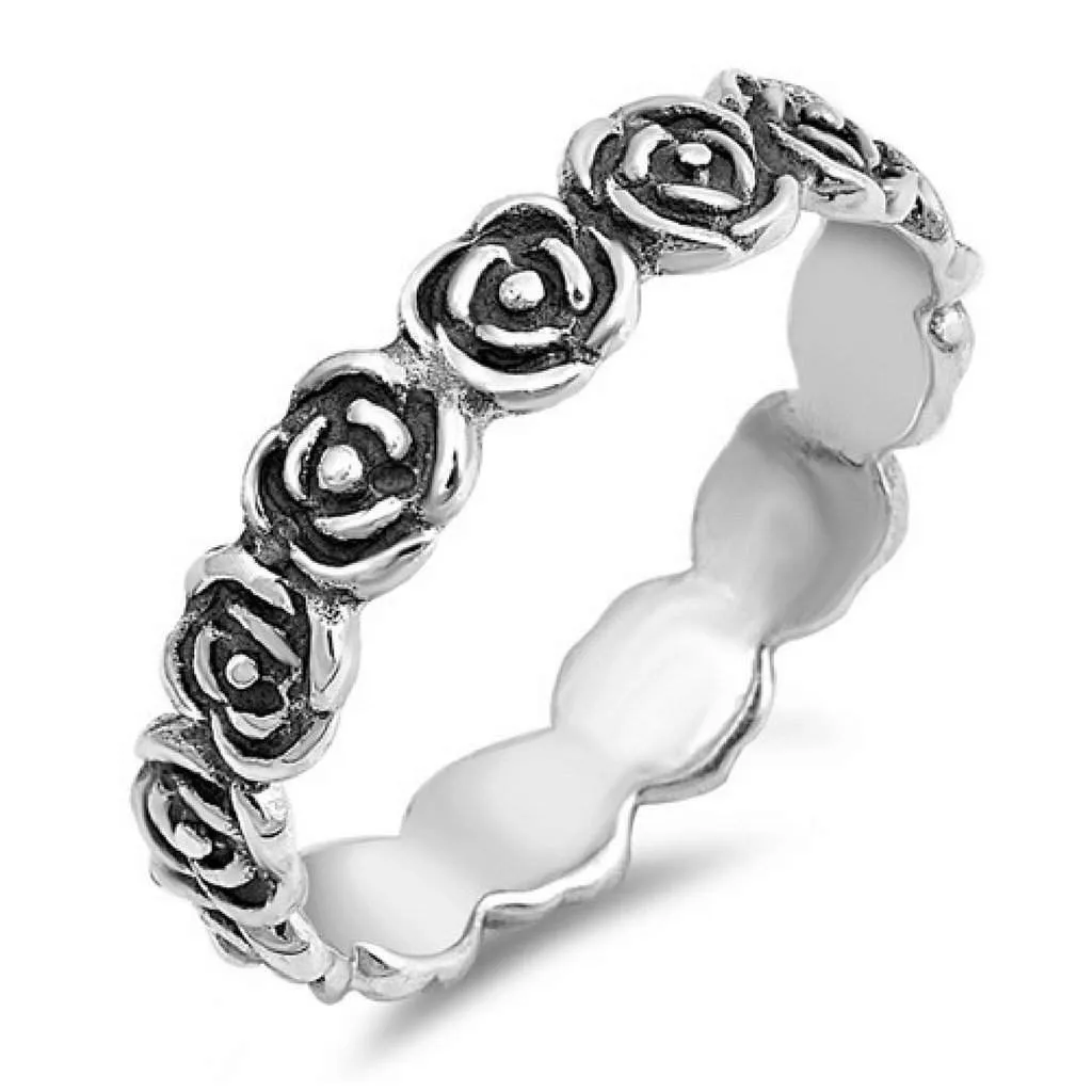 Sterling Silver Rose Eternity Ring