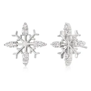 Sterling Silver Zirconia Snowflake Stud Earrings