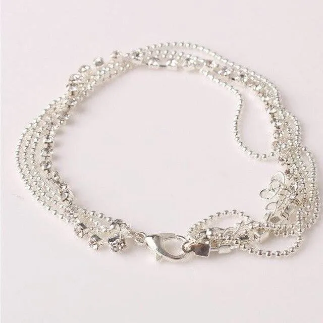 Stylish Silver Crystal Ball Bracelet