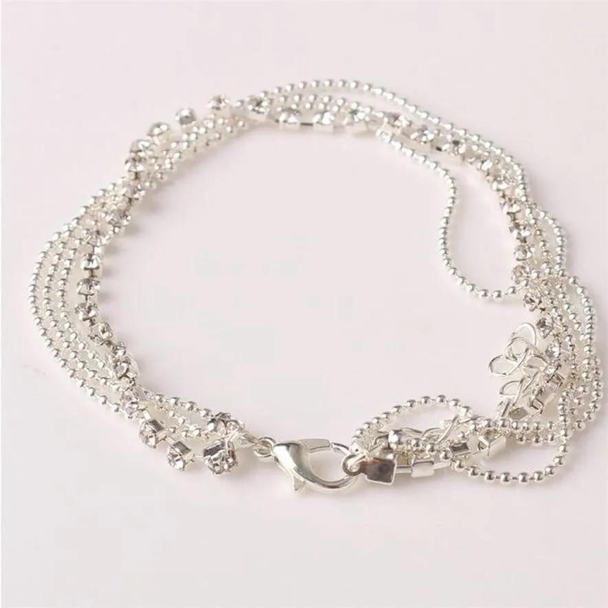 Stylish Silver Crystal Ball Bracelet